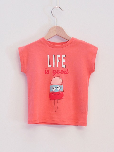 T-shirt con gelato e scritta Life is Good