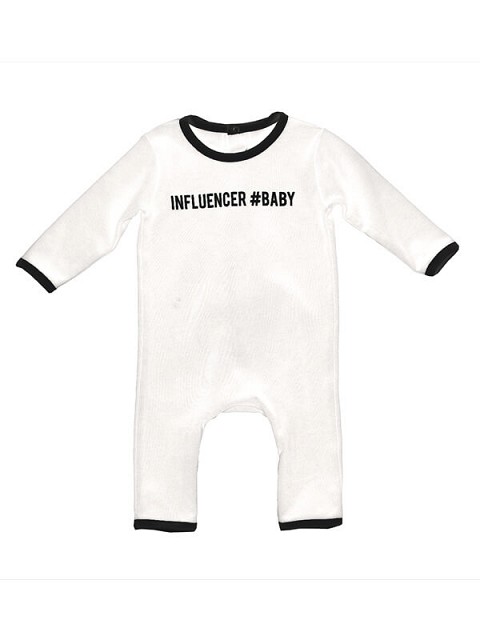 Tutina a maniche lunghe in cotone con scritta Influencer #Baby