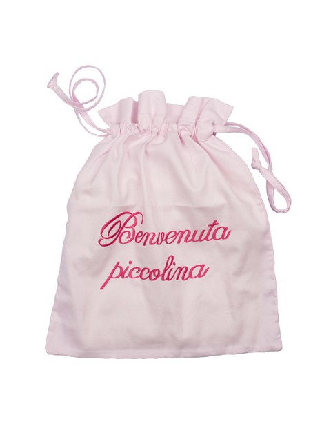 Sacchetto Nascita o Primo Cambio colore rosa Benvenuta Piccolina