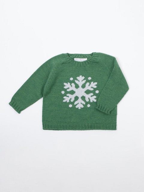 Maglioncino in tricot con fiocco di neve variante celeste e variante verde